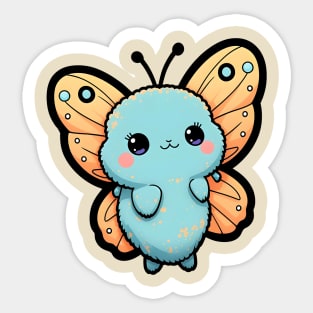 Blue fluffy moth Sticker